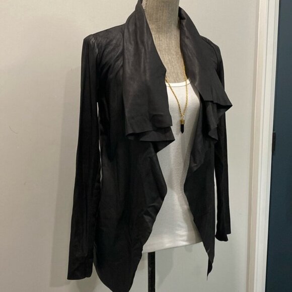 MACKAGE Noelia Leather Waterfall Jacket XXS Lambskin Coat Wrap Style Black - Picture 5 of 16
